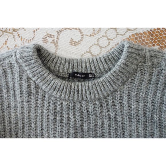 Zara Grey Chunky Ribbed Knit Dolman Sweater sz M - Picture 4 of 5